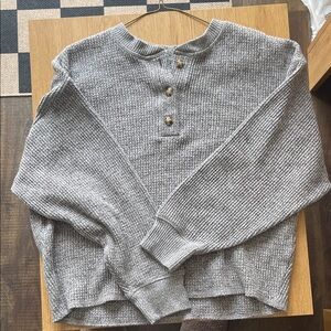 Old Navy Gray Waffle Knit Henley Top